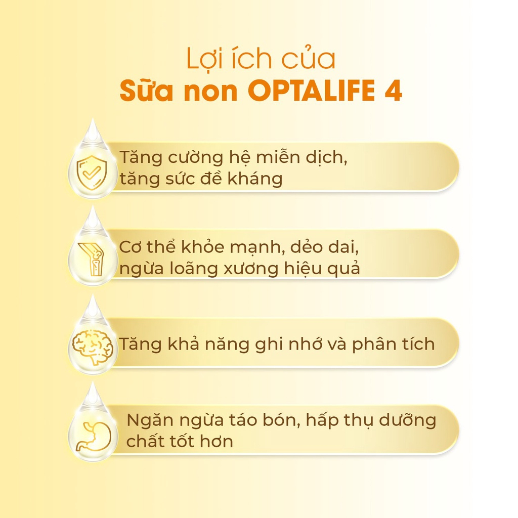 Sữa non Optalife 4 Hộp 3 gói canxi và xương khớp cho người từ 18 tuổi trở lên