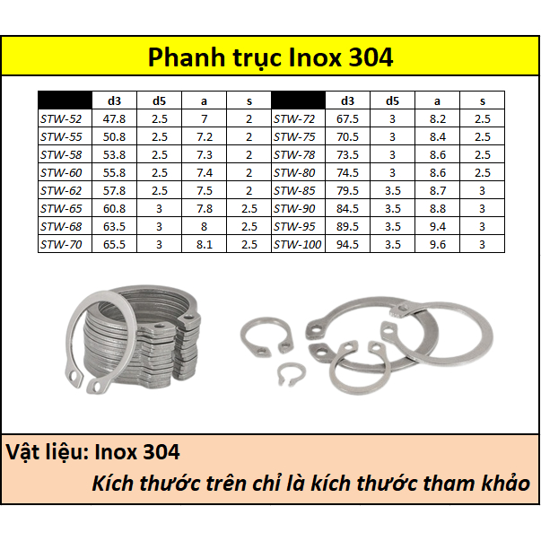 Phanh trục inox 304 50  - 100
