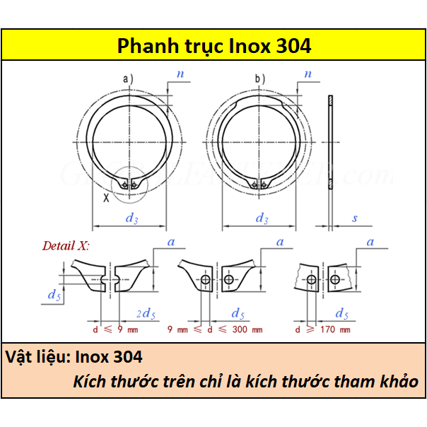 Phanh trục inox 304 50  - 100
