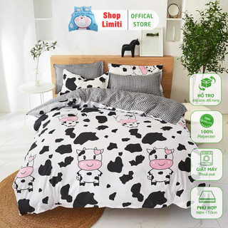 Ga Trải Giường Poly Cotton, Ga Nệm Mùa Hè Poly Cotton Kèm 2 Vỏ Gối Nằm Đủ Kích Thước Mẫu BÒ SỮA TRẮNG  ( Được Chọn Màu)