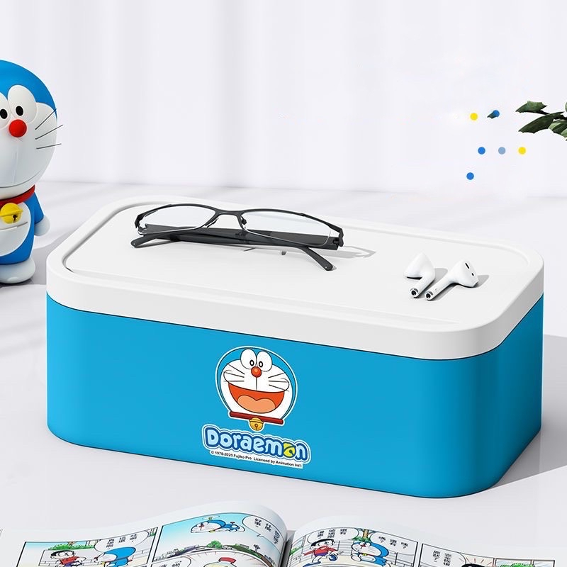 Hộp nhựa đựng đồ gia đình có nắp hoạ tiết Doraemon kích thước 24-13-8.5cm (N01428)