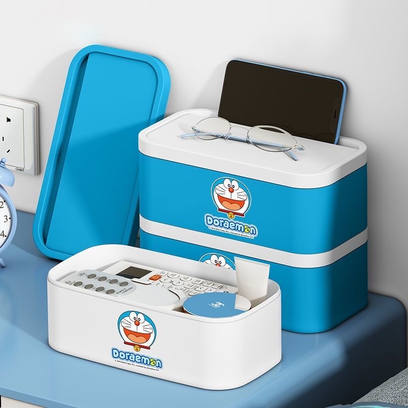 Hộp nhựa đựng đồ gia đình có nắp hoạ tiết Doraemon kích thước 24-13-8.5cm (N01428)