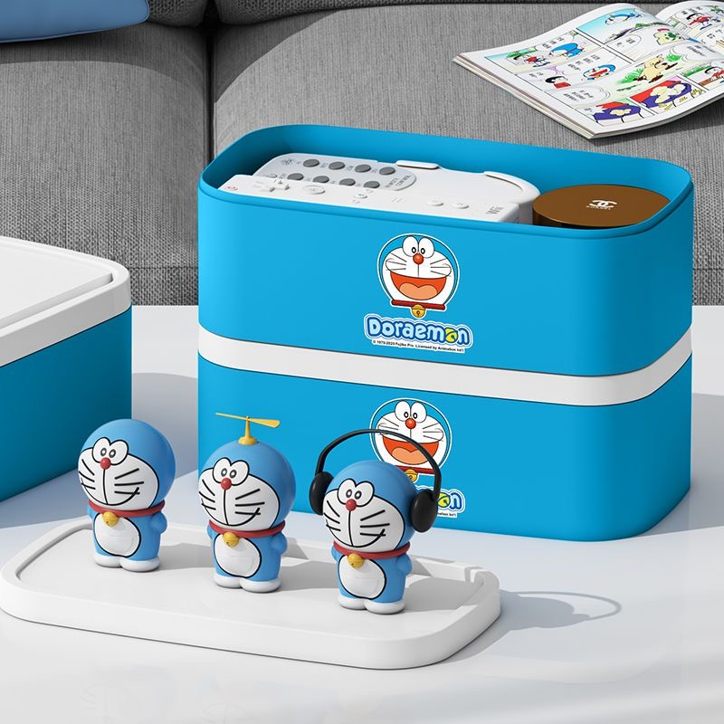 Hộp nhựa đựng đồ gia đình có nắp hoạ tiết Doraemon kích thước 24-13-8.5cm (N01428)