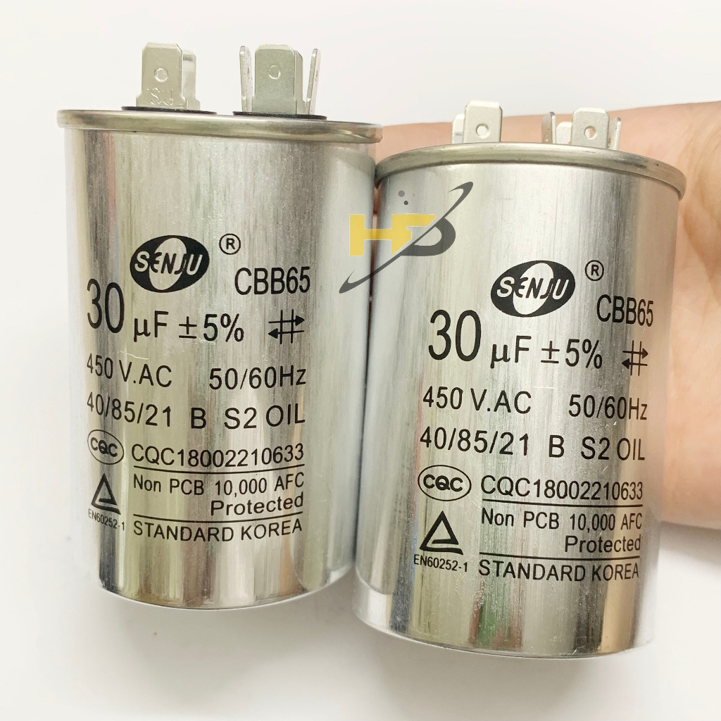 Tụ Khởi Động Điều Hòa CBB65 450VAC SenJu Các Loại 25uF, 30uF, 35uF, 40uF, 45uF, 50uF, 60uF