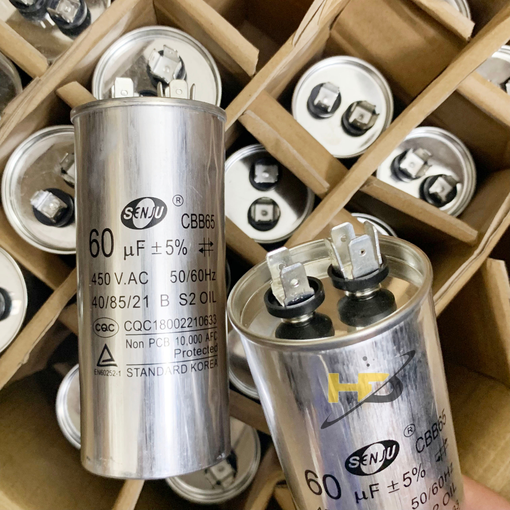 Tụ Khởi Động Điều Hòa CBB65 450VAC SenJu Các Loại 25uF, 30uF, 35uF, 40uF, 45uF, 50uF, 60uF