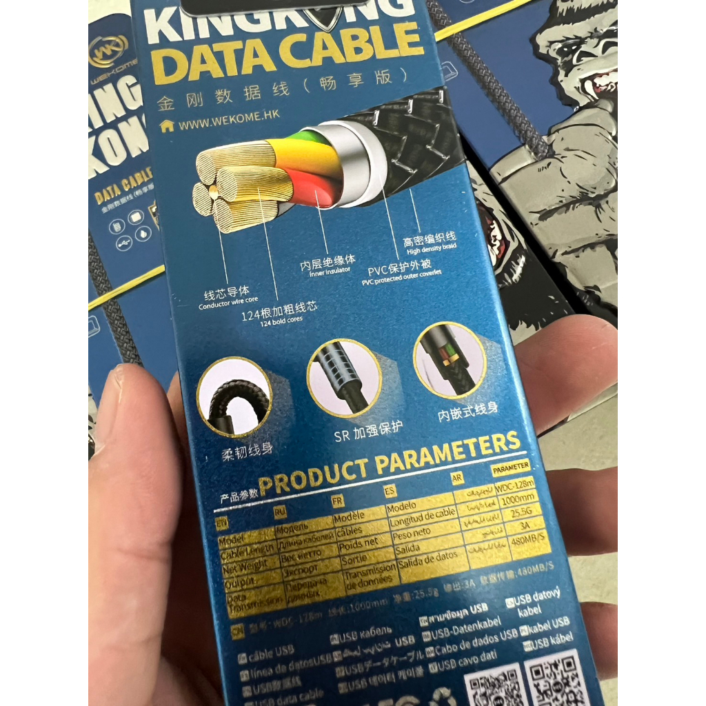 Cáp sạc WK WDC-128 bọc dù siêu bền 2.4A. sạc siêu nhanh