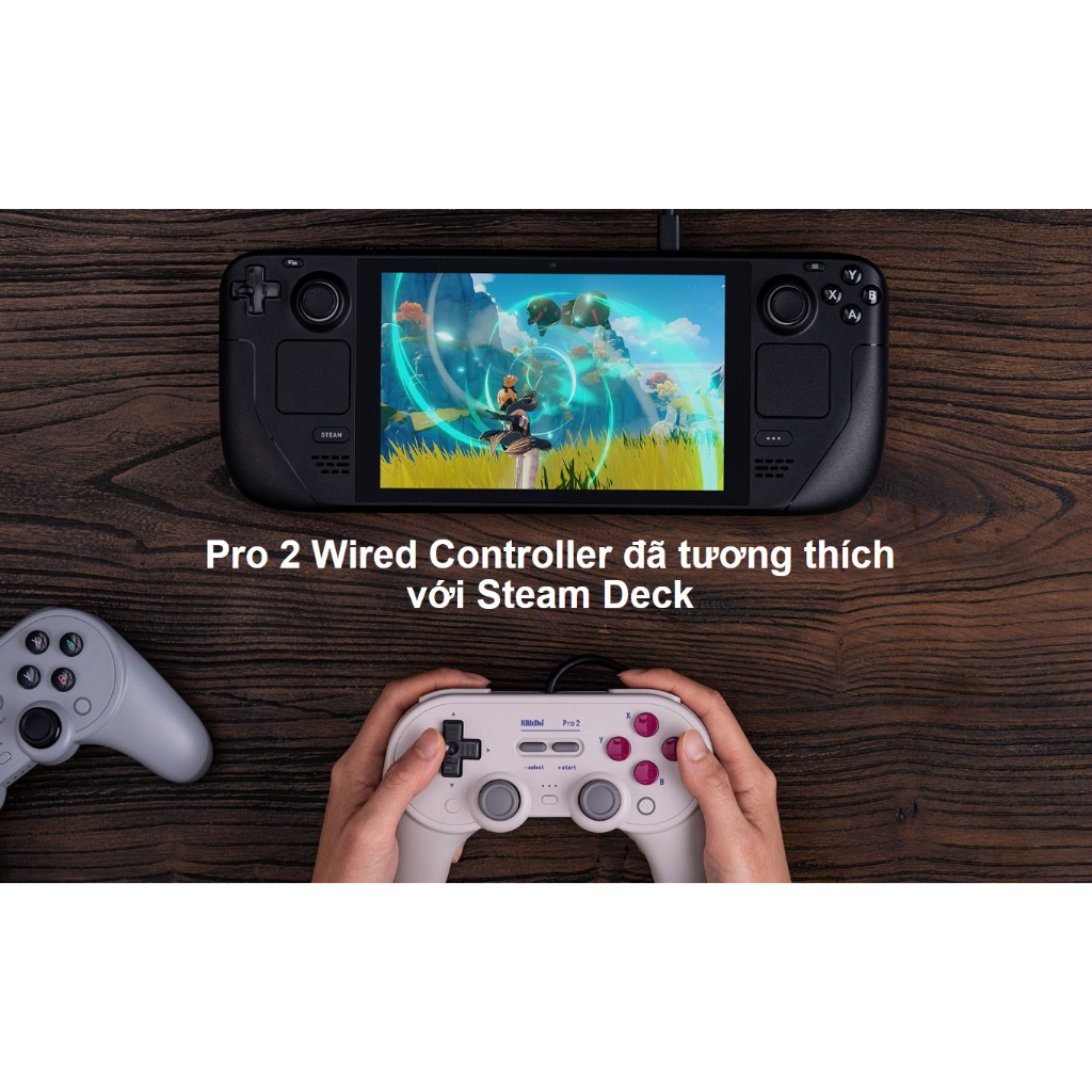 Tay cầm chơi game 8BitDo Pro 2 Wired Controller cho Nintendo Switch/Windows/Stem Deck