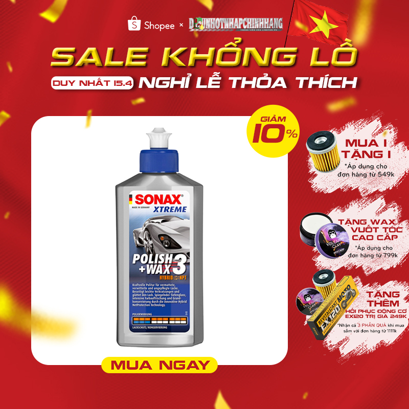 Dung Dịch Xóa Vết Xước - Đánh Bóng-Bảo Vệ Sơn Xe Sonax Xtreme Polish Wax 3 Nhập Khẩu Đức 250ml