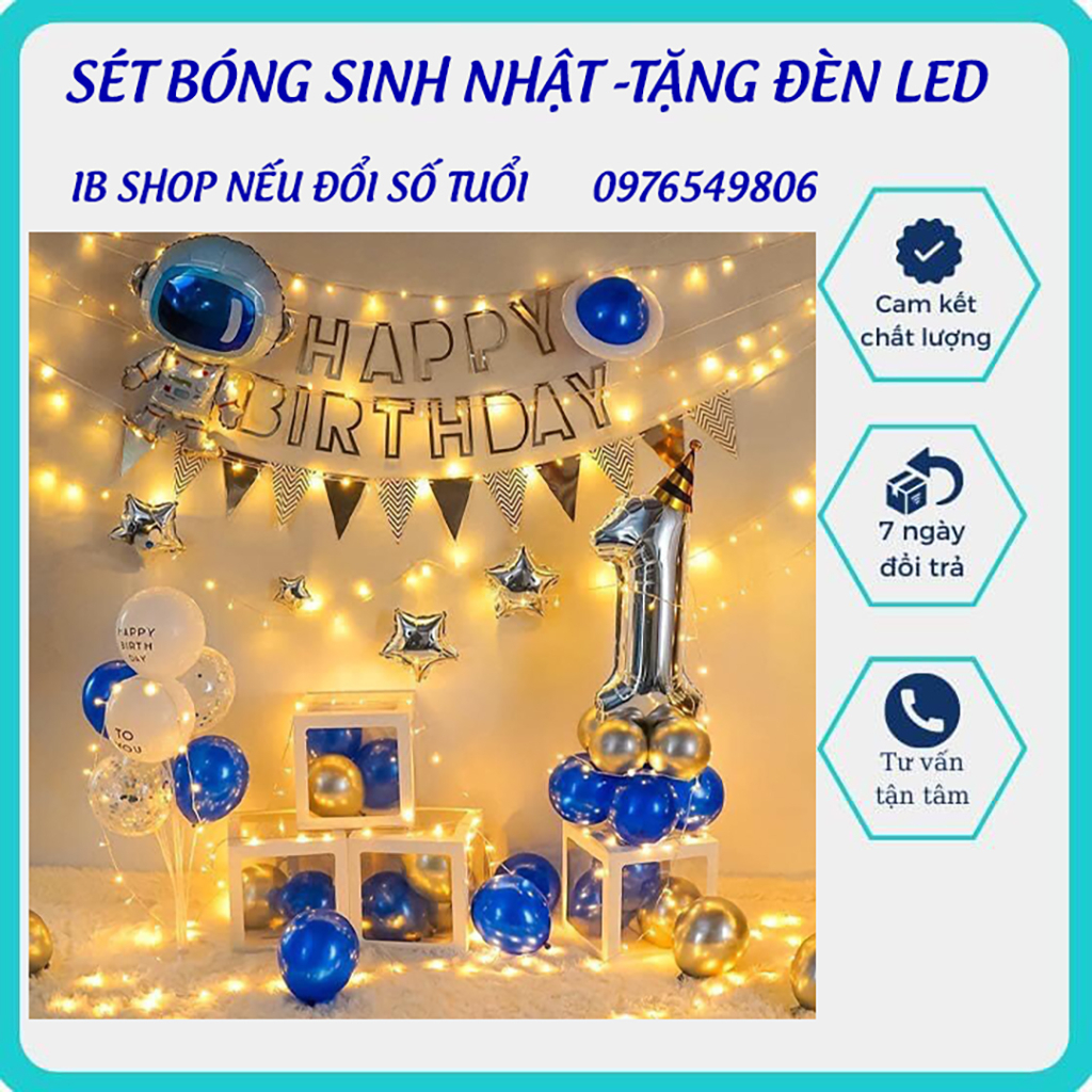 Sét bóng sinh nhật kèm đèn led ( FREESHIP)