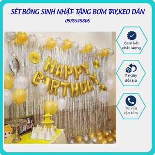 Sét bóng sinh nhật tone trắng vàng