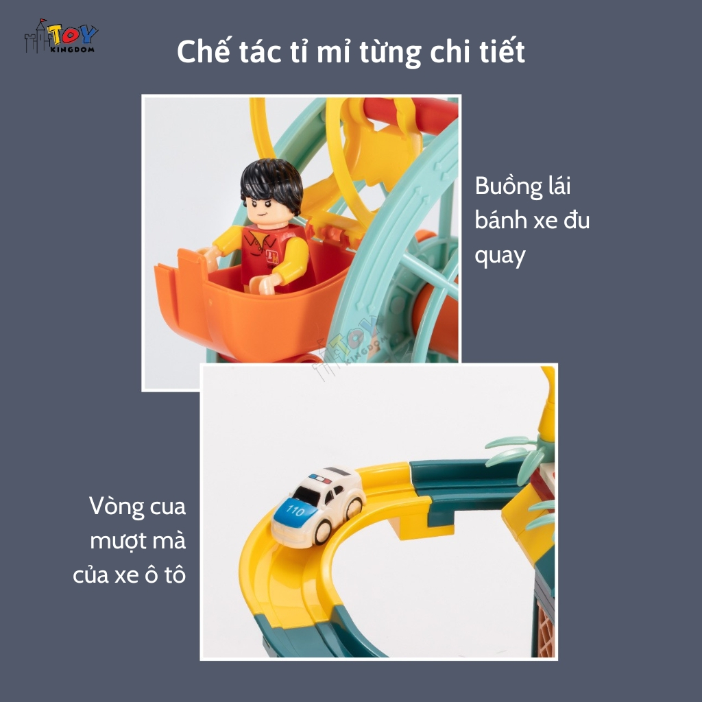 Đồ Chơi Xếp Hình Đường Ray Ô tô Kết Hợp Vòng Xoay Woa Toys