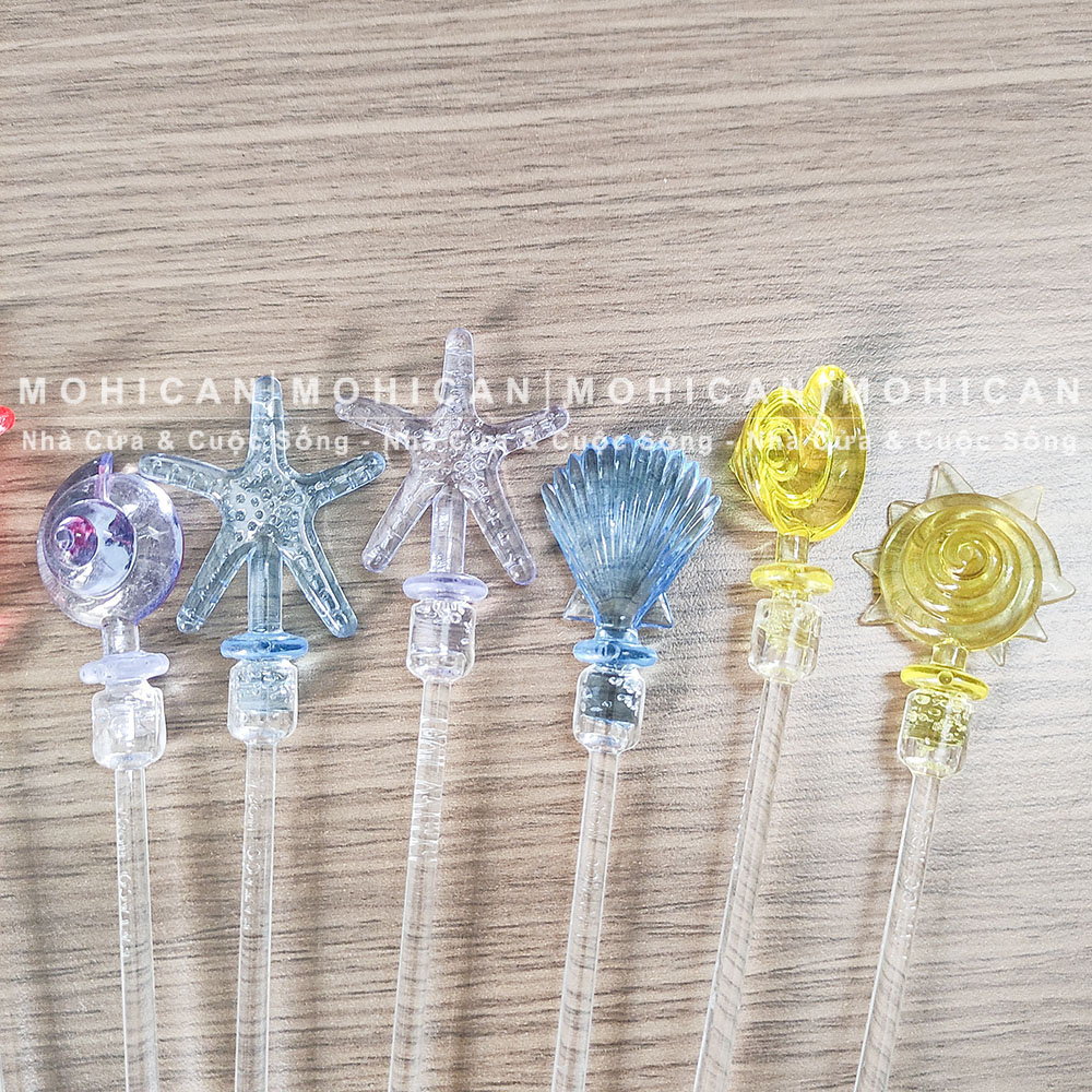 Thìa nhựa khuấy Fataco hình hải sản ốc ngộ nghĩnh  dễ thương dài 23cm, cây khuấy trang trí FATN-KHUAYOC23