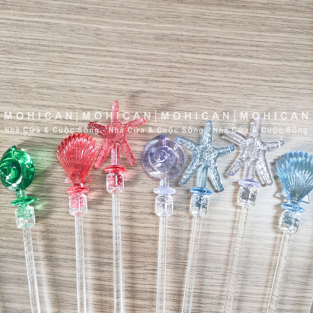 Thìa nhựa khuấy Fataco hình hải sản ốc ngộ nghĩnh  dễ thương dài 23cm, cây khuấy trang trí FATN-KHUAYOC23