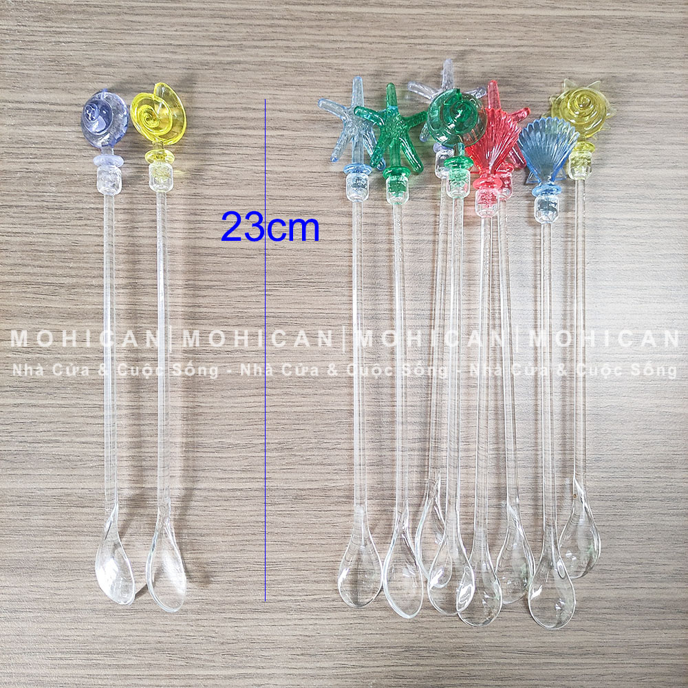 Thìa nhựa khuấy Fataco hình hải sản ốc ngộ nghĩnh  dễ thương dài 23cm, cây khuấy trang trí FATN-KHUAYOC23
