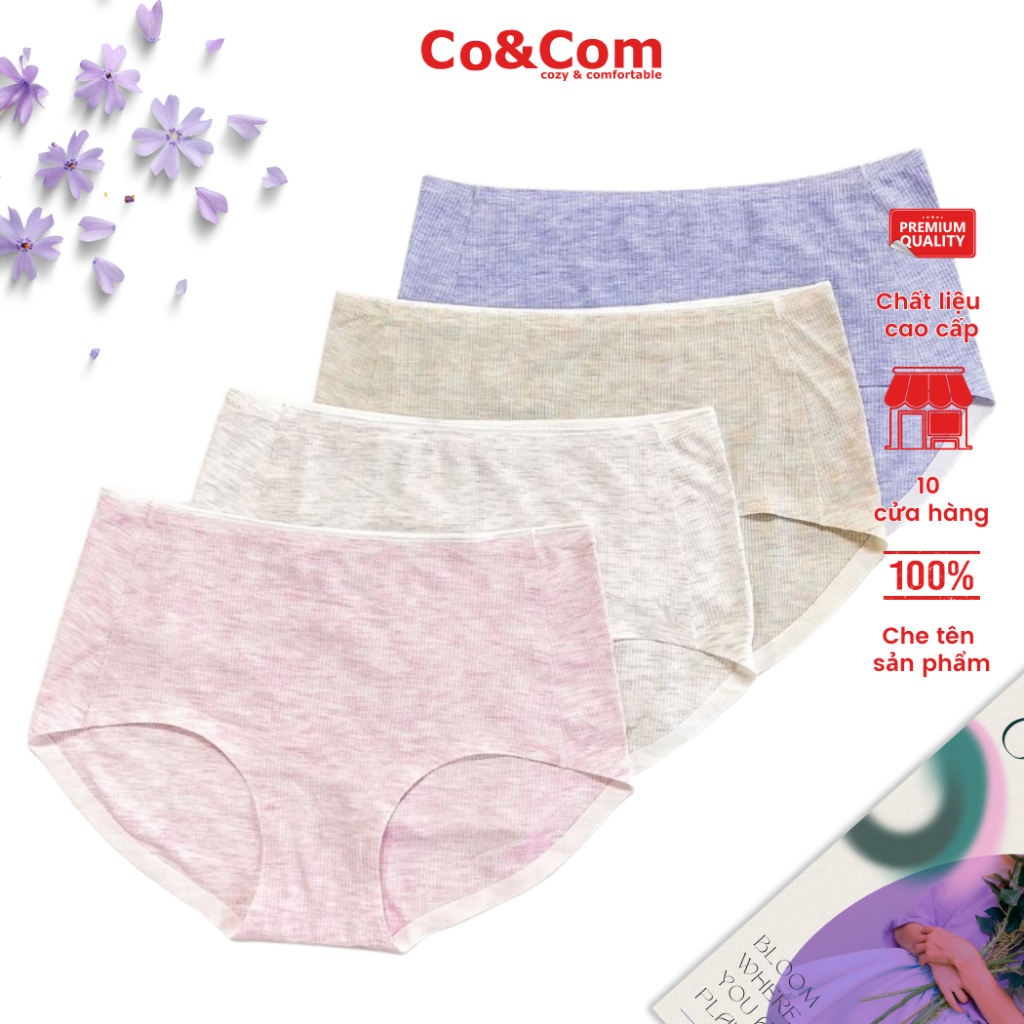 Quần lót nữ cotton lụa CoandCom không lộ viền mềm mịn lót đũng kháng khuẩn co giãn tốt NO9245