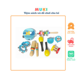 Hộp nhạc cụ gỗ nhiều loại cho bé 0+ - Màu xanh
