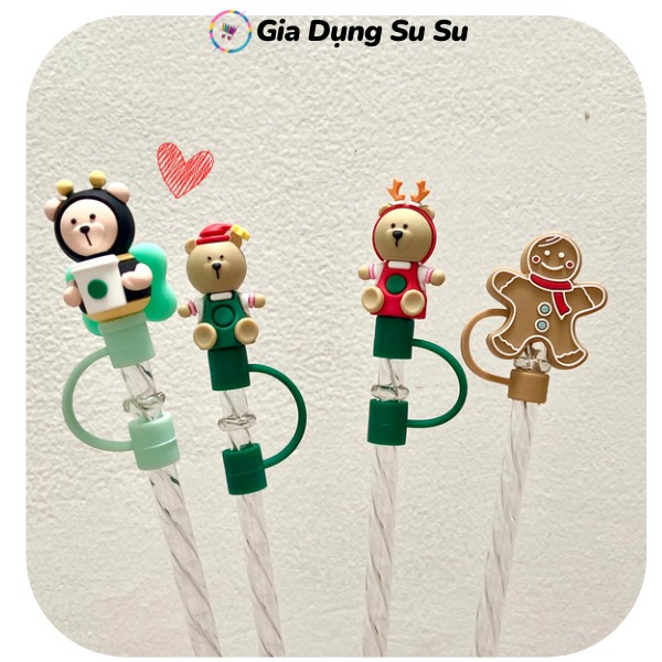 Nắp đậy ống hút silicon 3D hoạt hình dễ thương, straw topper nút đậy ống hút chống bụi nhiều màu - SHOPGIADUNG.SUSU