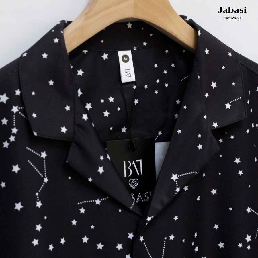Áo mi ngắn tay hoạ tiết Jabasi mã 202 thời trang chất liệu cotton mặc thoáng mát