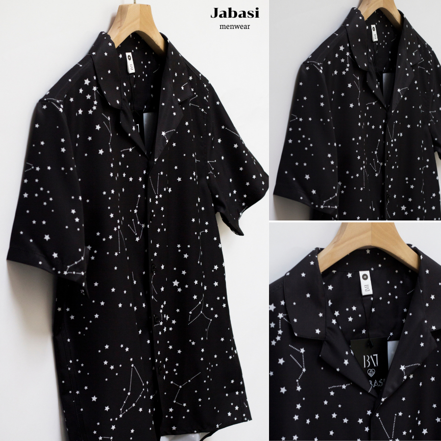 Áo mi ngắn tay hoạ tiết Jabasi mã 202 thời trang chất liệu cotton mặc thoáng mát