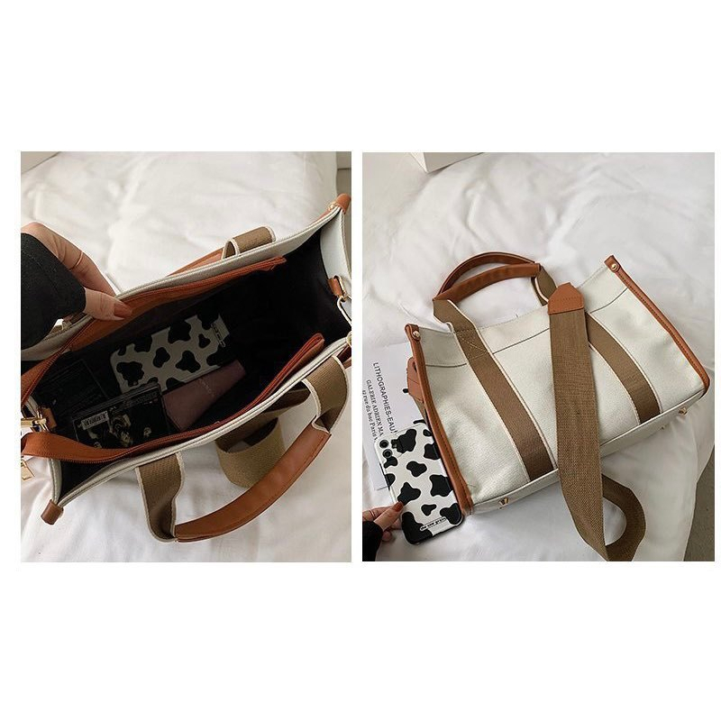 Túi Nữ 2 sọc Basic chất canvas dày dặn- cầm tay- đeo chéo tiện lợi - xinh xắn #VL60