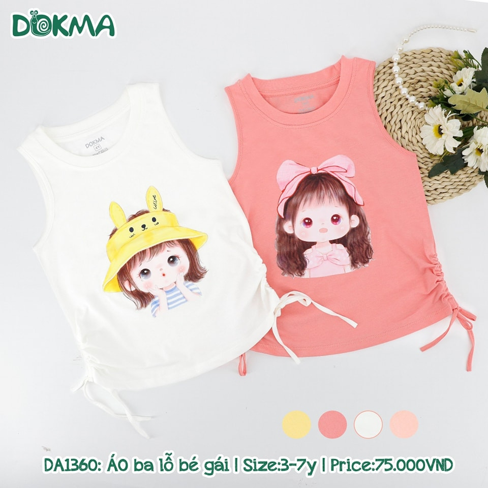 Áo ba lỗ bé gái Dokma DA1360