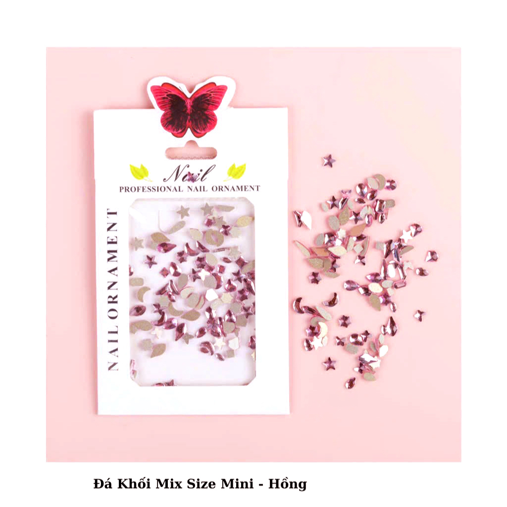 Túi đá chân bằng 100 viên mix kiểu, size mini, màu hồng (Túi)