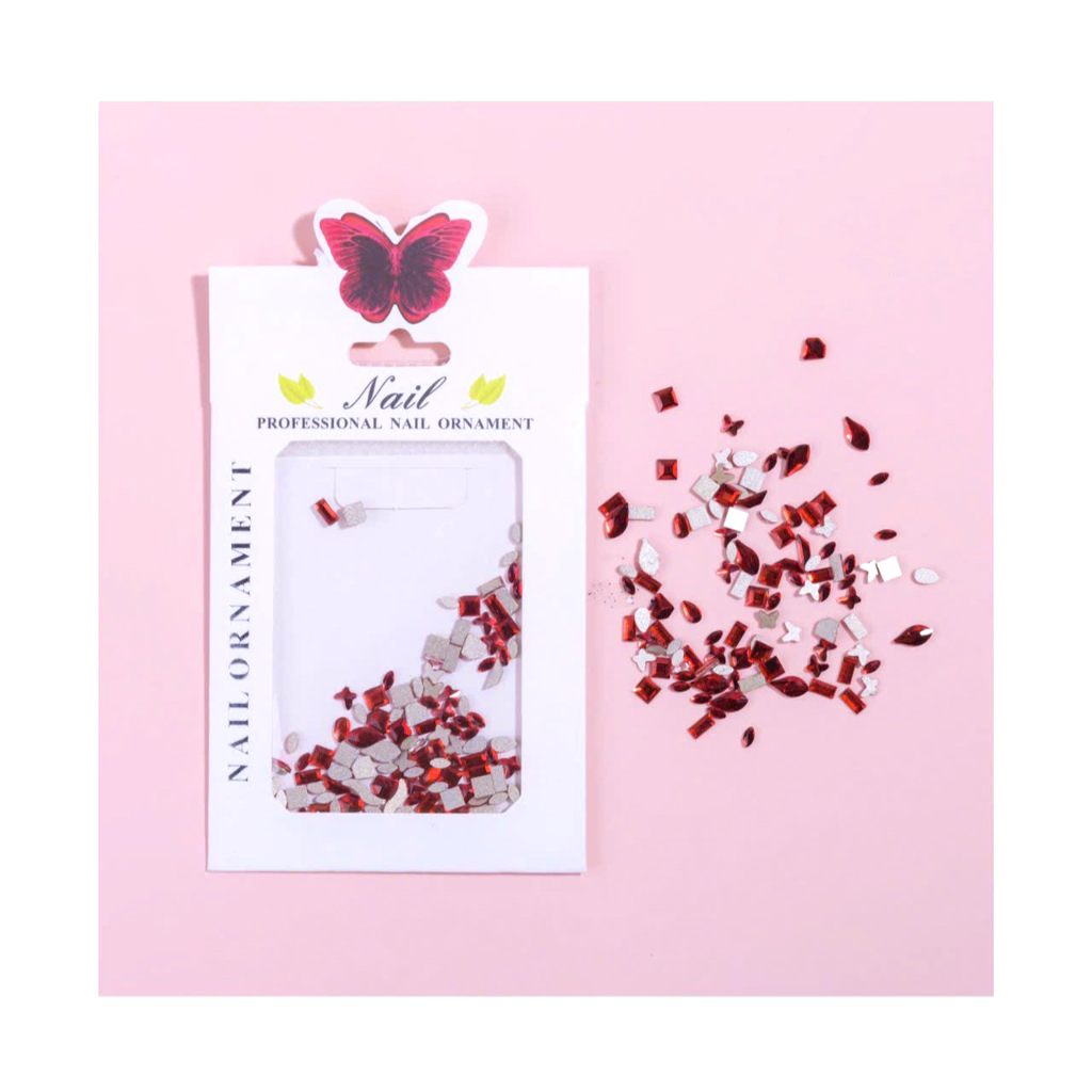Túi đá chân bằng 100 viên mix kiểu, size mini, màu đỏ (Túi)