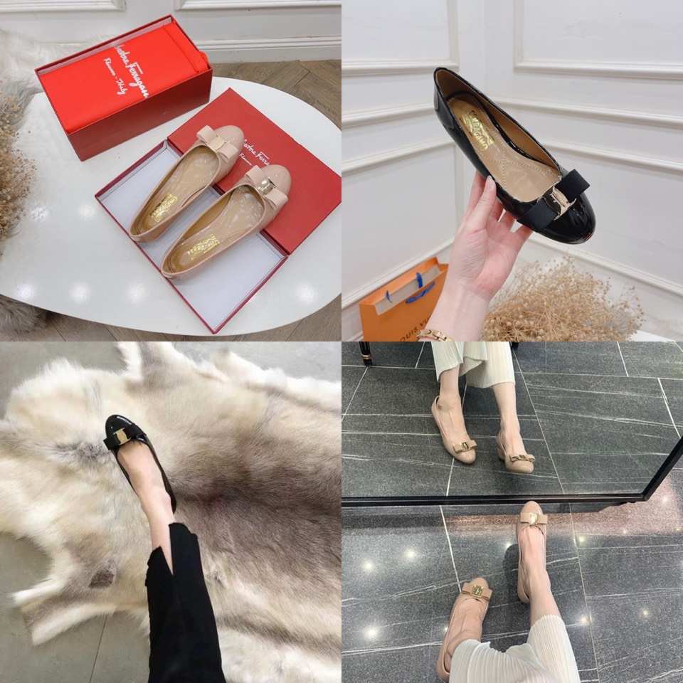 Bệt búp bê nơ svt da bóng đế bệt