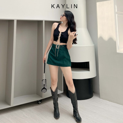 Chân váy KAYLIN nhung trơn phối belt phong cách N1929