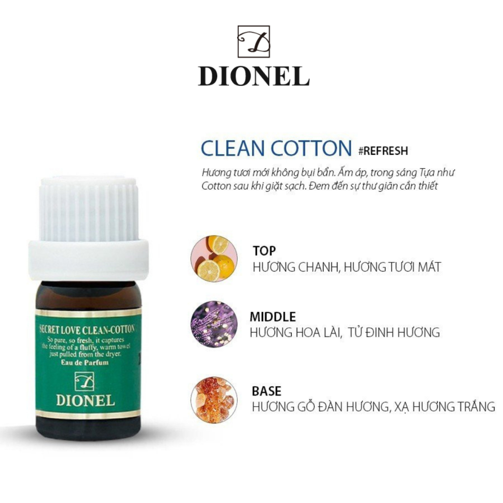 Nước Hoa Vùng Kín Dionel Clean Cotton Tươi Mới Ấm Áp Inner Perfume 5ml- Che tên sản phẩm