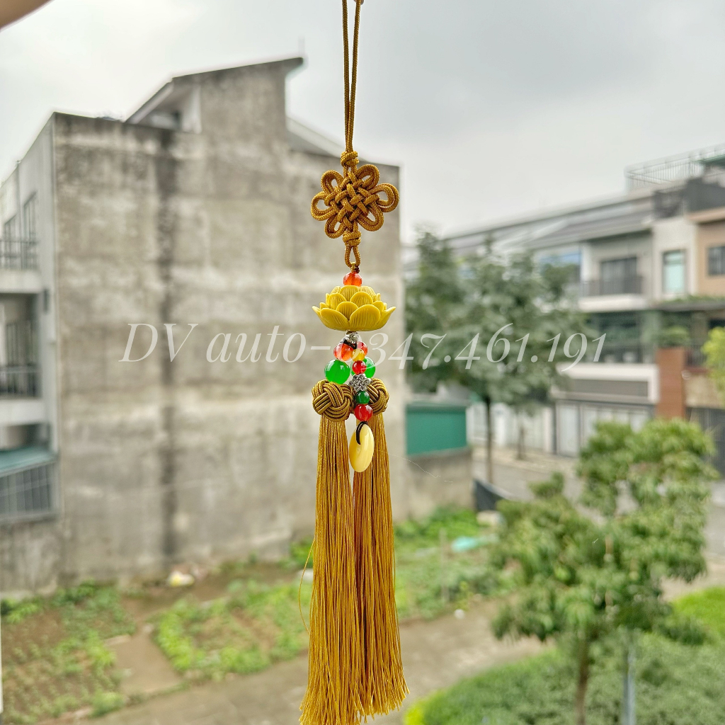 Khánh Treo xe đài sen gắn đồng điếu may mắn trang trí xế yêu by DV AUTO