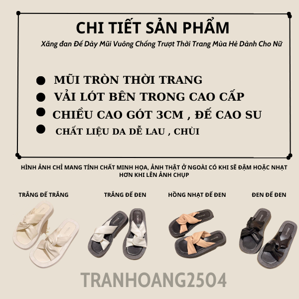 Xăng đan Đế Dày Mũi Vuông Chống Trượt Thời Trang Mùa Hè Dành Cho Nữ 2301