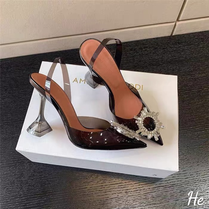 Sandal mica trong đá mặt trời màu đen gót loe 9cm