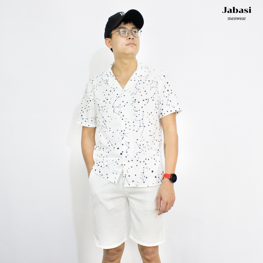 Áo sơ mi hoạ tiết nam nữ Jabasi mã 205 ,form regular, thời trang chất liệu cotton mặc thoáng mát