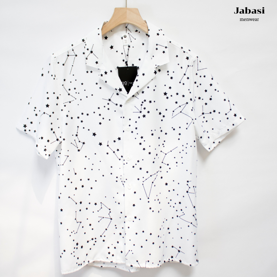 Áo sơ mi hoạ tiết nam nữ Jabasi mã 205 ,form regular, thời trang chất liệu cotton mặc thoáng mát