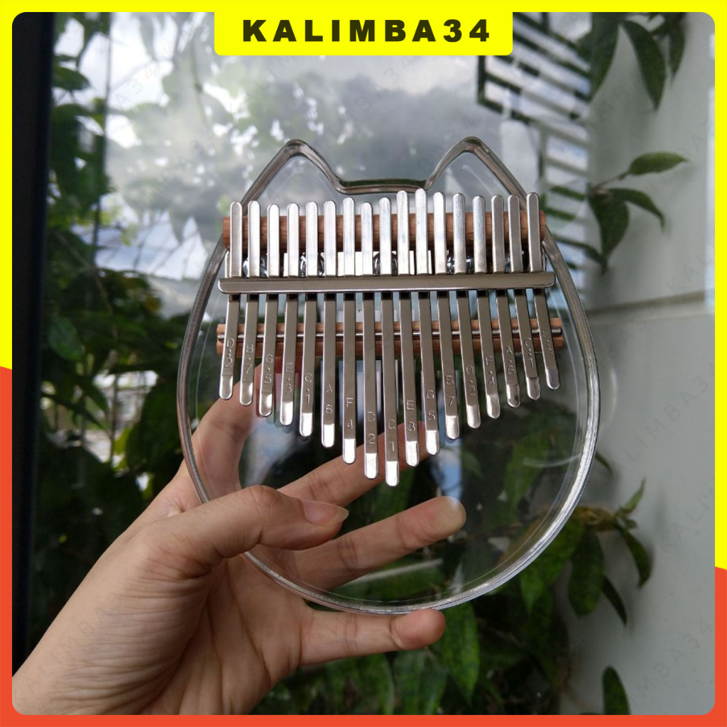 Đàn kalimba 17 phím pha lê nguyên khối acrylic KL34, Piano trong suốt cầu vồng tặng kèm đầy đủ phụ kiện