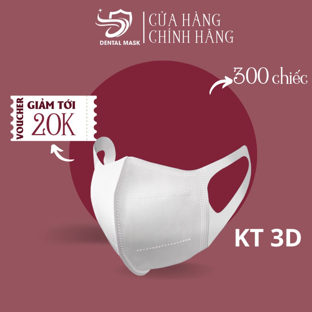 Khẩu trang y tế 3D Huy Bảo Dental Mask chống nắng tia UV Không gây đau tai chính hãng