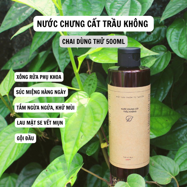 Nước chưng cất trầu không đậm đặc chai 500ml, xông rửa phụ khoa, tắm , ngâm chân