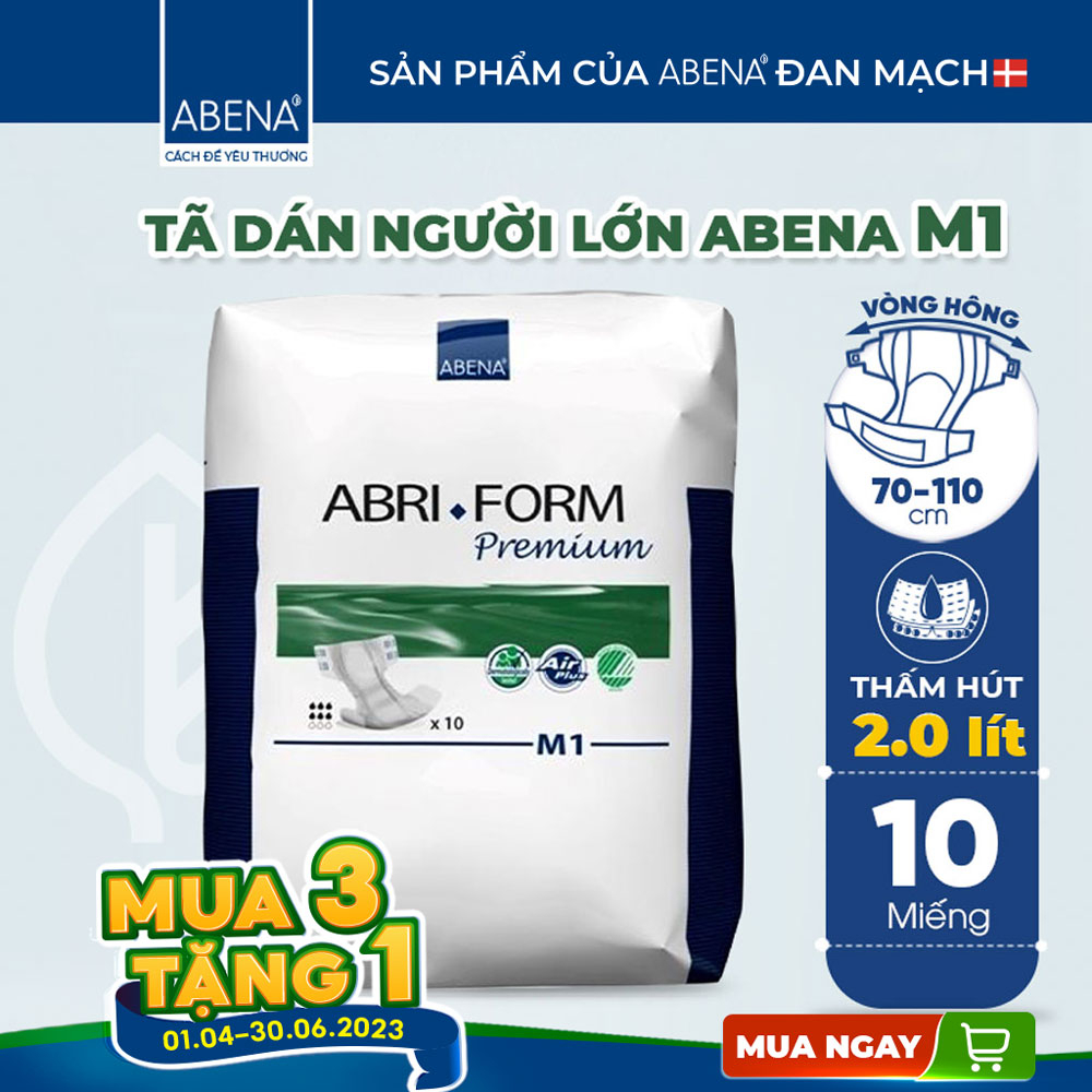 Tã dán người lớn Abena Abri Form Premium M1 - Nhập khẩu từ Đan Mạch (Gói 10 miếng)