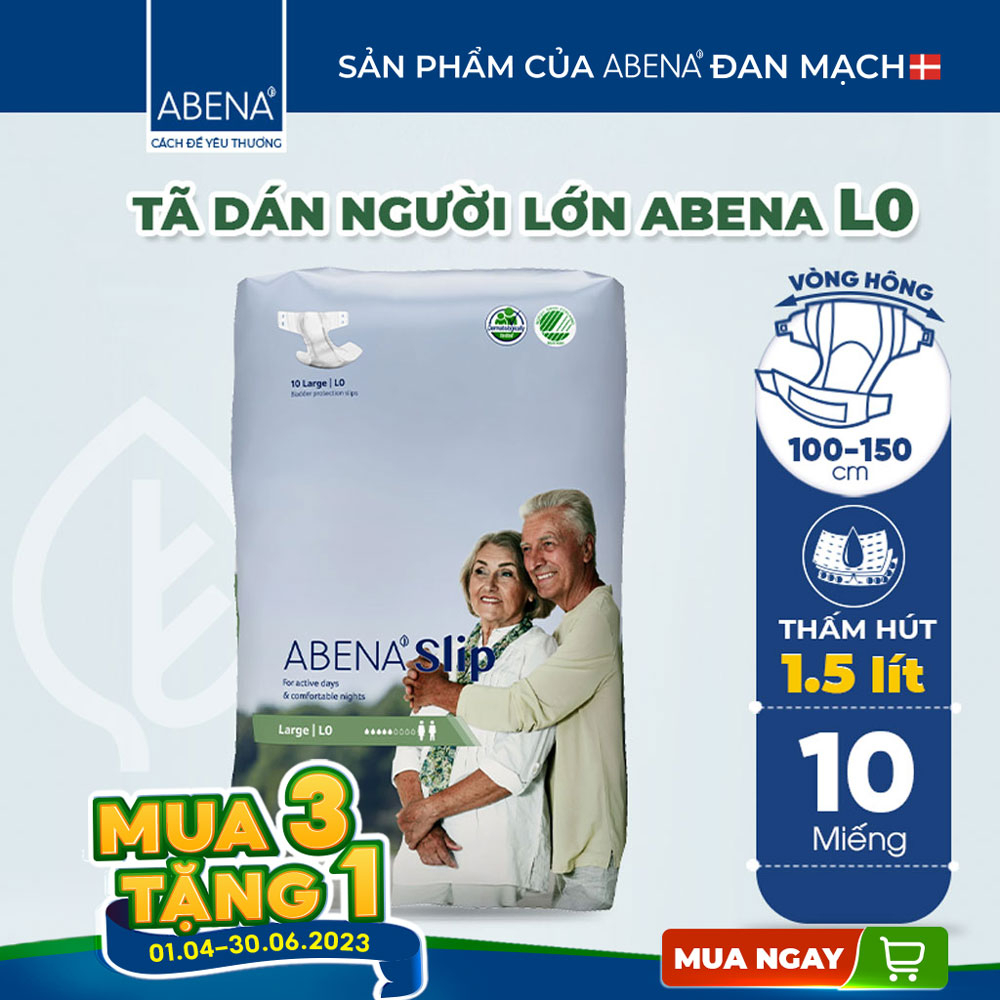 Tã dán người lớn, người già Abena Slip L0 - Nhập khẩu Đan Mạch (Gói 10 miếng)