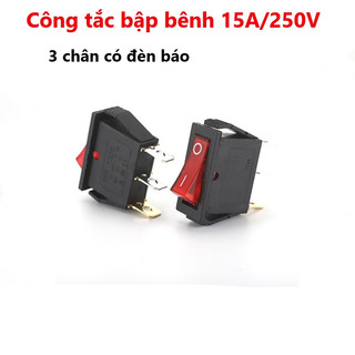 Công tắc bập bênh 15a/250v 3 chân có đèn báo - kcd3 kích thước 30x14mm