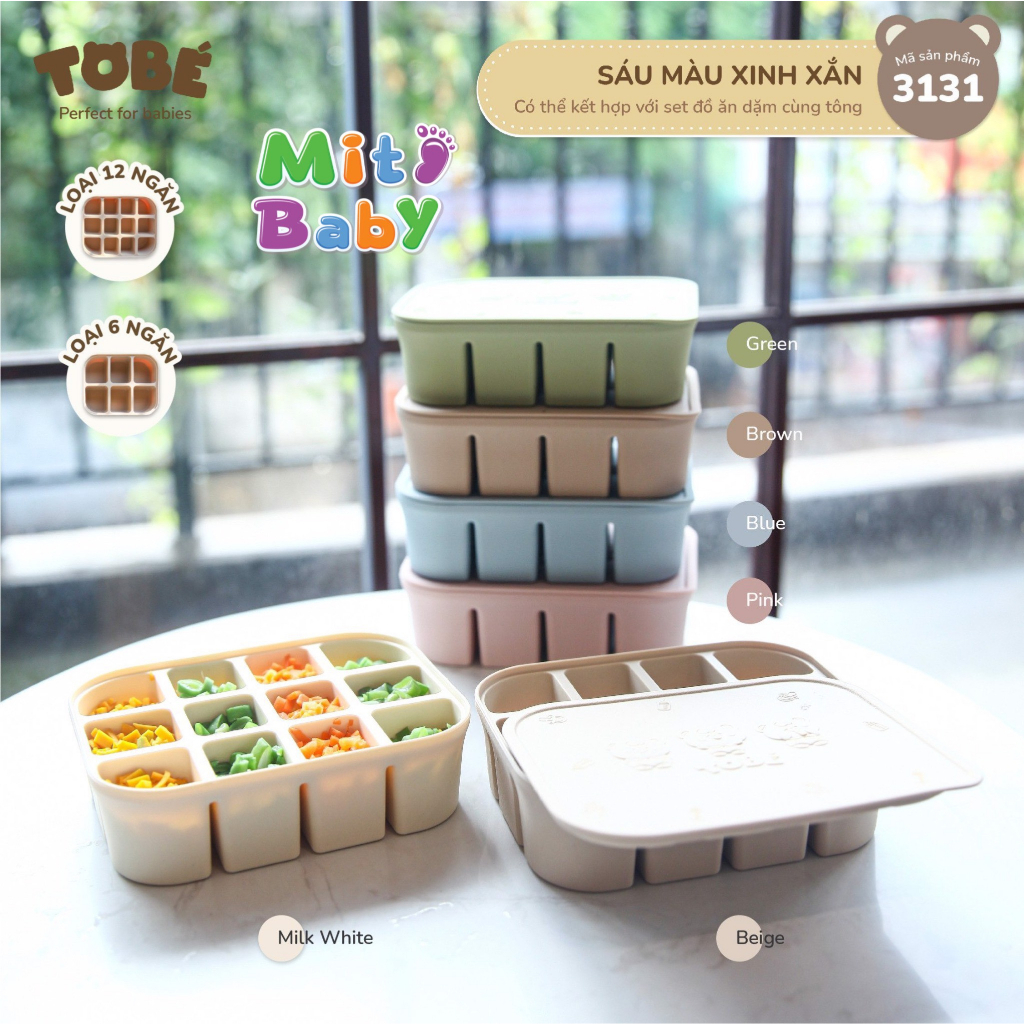 Khay trữ đông Bar-rot có nắp, Khay chia ngăn silicone ăn dặm cho bé