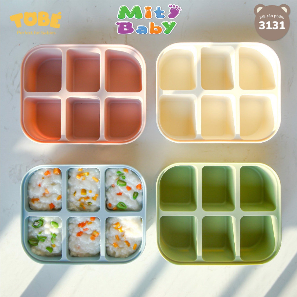 Khay trữ đông Bar-rot có nắp, Khay chia ngăn silicone ăn dặm cho bé