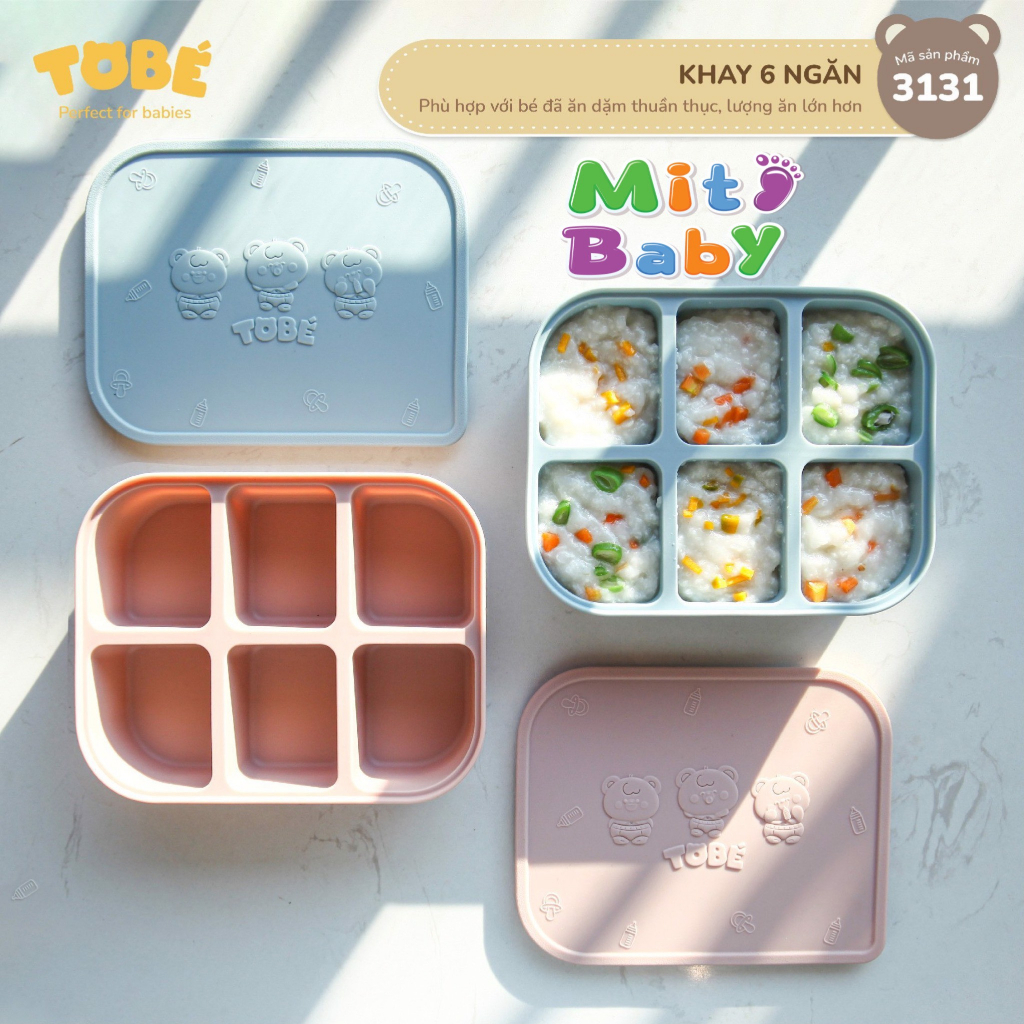 Khay trữ đông Bar-rot có nắp, Khay chia ngăn silicone ăn dặm cho bé