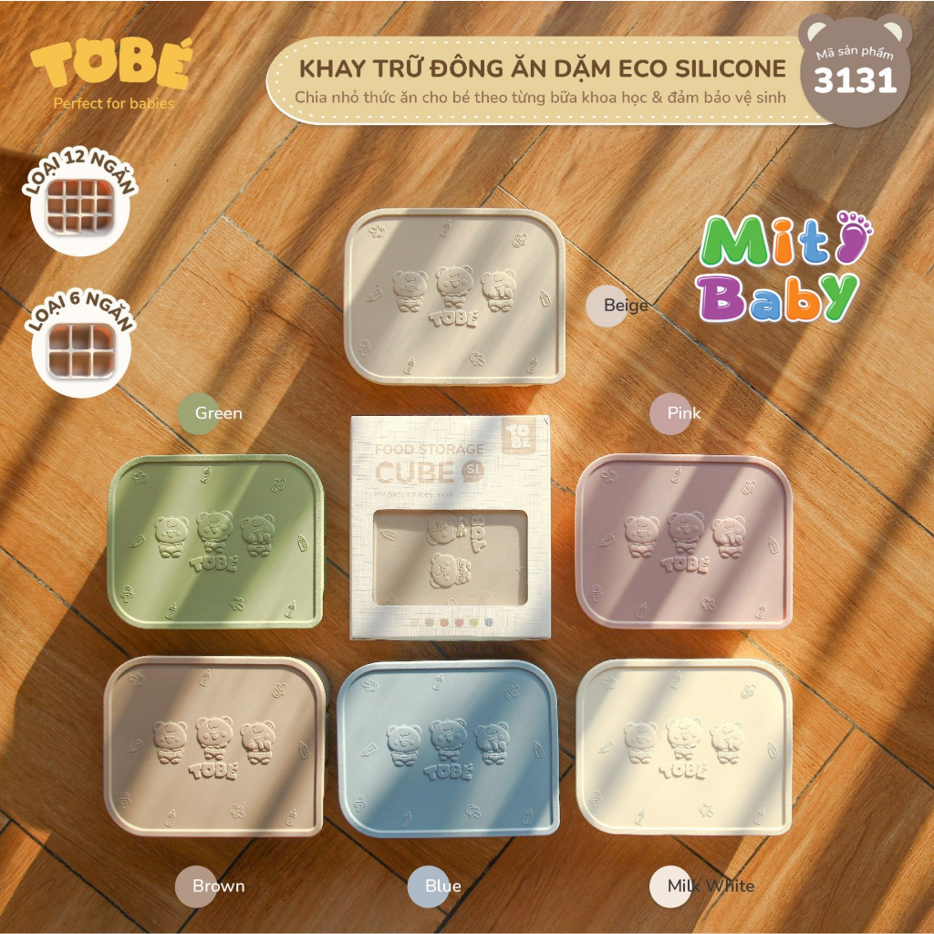 Khay trữ đông Bar-rot có nắp, Khay chia ngăn silicone ăn dặm cho bé