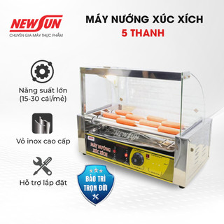 Máy nướng xúc xích 5 thanh NEWSUN, năng suất 15-30 cái/mẻ, tiết kiệm chi phí, Hàng Chính hãng