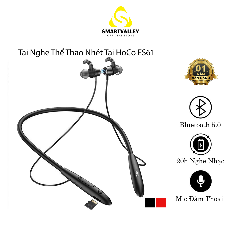 Tai Nghe Thể Thao Đeo Cổ HoCo ES61, Bluetooth 5.1, Micro Đàm Thoại, 20h Nghe Nhạc, Âm Thanh Trong Trẻo, Rõ Nét,