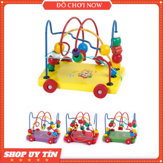 Đồ chơi gỗ - Bộ xe kéo luồn hạt gỗ cho bé