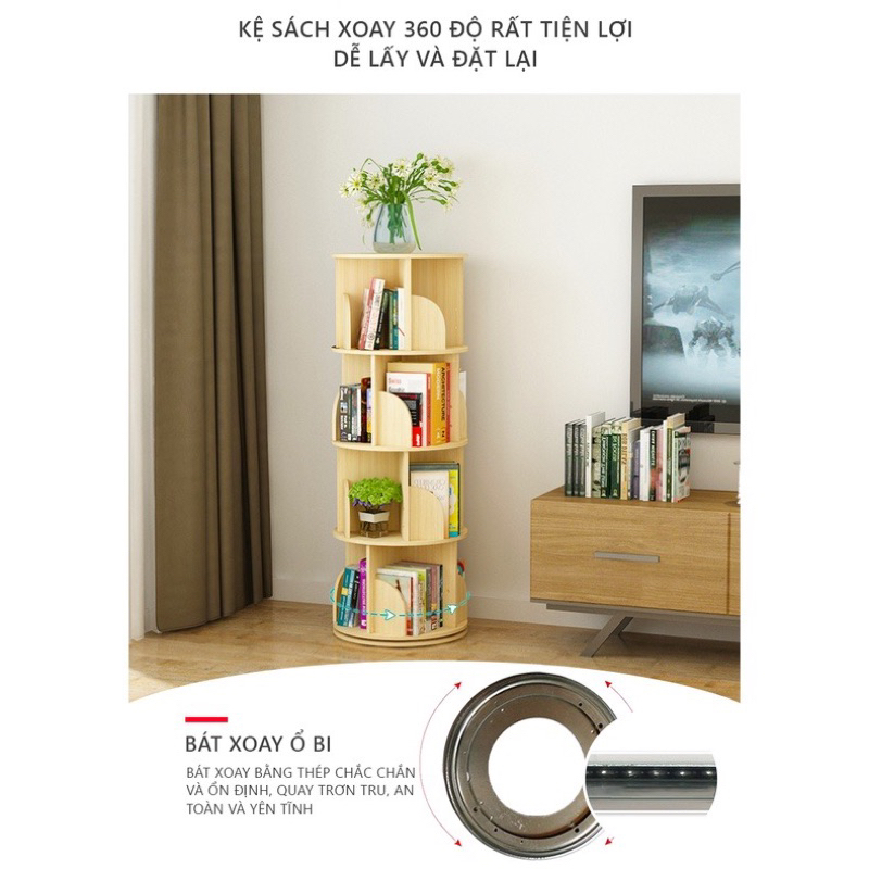 kệ sách xoay 360 , kệ đa năng decor phòng khách GP269.03 ( chỉ gồm 1 kệ 4 tầng )