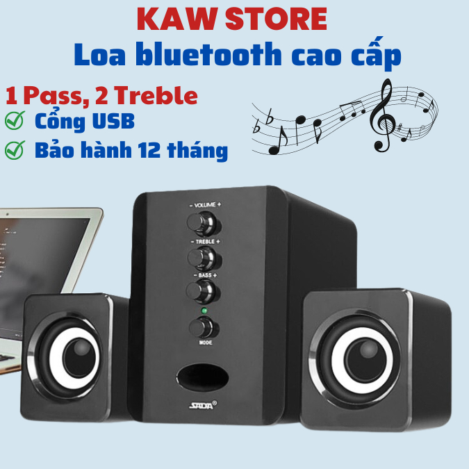 Bộ 3 loa máy tính để bàn KAW - SADA D202 1 Bass 2 Treble - Hàng chính hãng